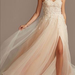 Beaded tulle champagne dress